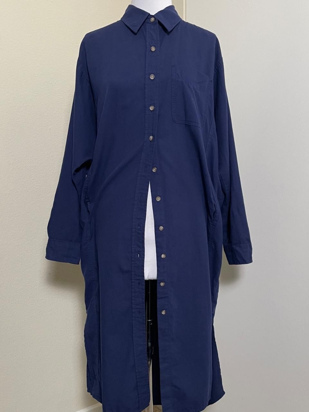 Universal Thread Navy Long Sleeve Button-Front Shirt Dress